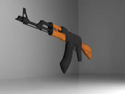 akm AK-47 rifle Low-poly 3D model