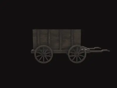 Medieval Carriage V04 Low-poly 3D model
