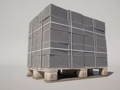 Concrete Block Pallet  Low-poly 3D model