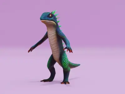Lizard Character A-pose Free low-poly 3D model