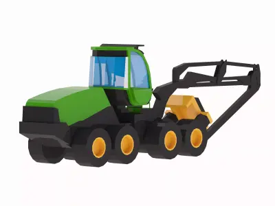 Harvester Forestry 1740 G Simplified Low-poly 3D model