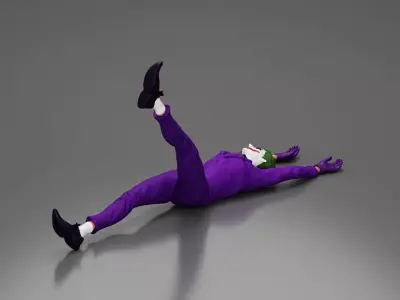 Joker sprawled laughing despite defeat plotting wicked trick 3D print model