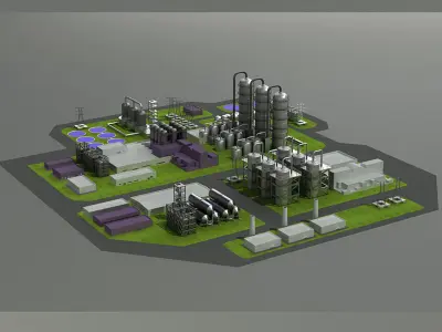 platform factory industrial tower nuclear gas construction 3D model
