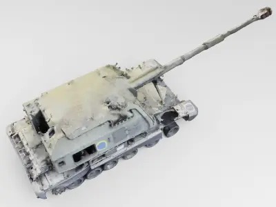 russian 2S19 Msta 152 mm howitzer destroyed by Ukrainian army 3D model purchase