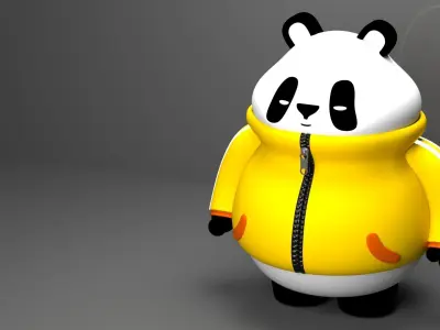 Panda bear in jacket 3D model