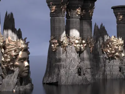 Mountain Statue Kit bash 4 3D model