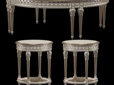 rococo coffe tables set 3D model