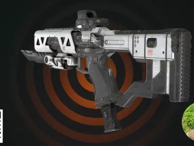 Sci-Fi Futuristic Assault Rifle 3D model