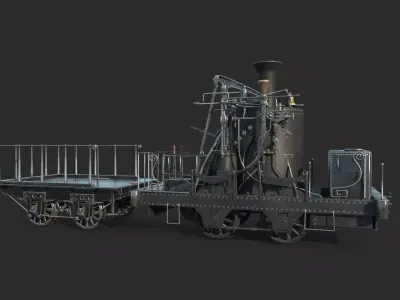 Old style steam locomotive grasshopper 3D model