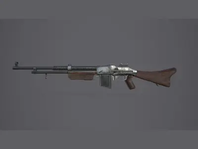 World War II - Browning wz 1928 - PBR and Game Ready Low-poly 3D model