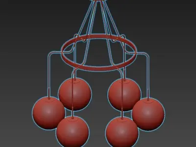 RH-LANGUEDOC-Round-Chandelier-Antique-Brass chandelier with f... 3D model