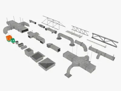 Ceiling pipes and vent 3D model