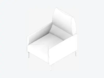 Furniture - Sofa - Contemporary - Snow - Chair Low-poly 3D model