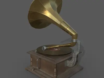 PBR Gramophone Low-poly 3D model