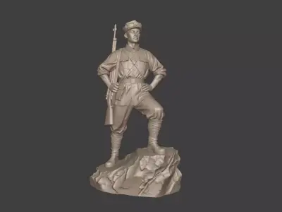 Military sculpture warrior military battle war hero soldier 3D print model 2