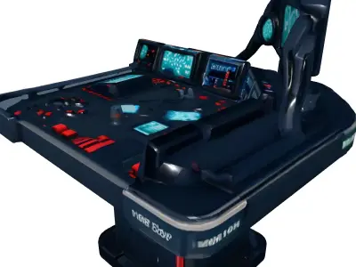 SciFi Futuristic Command Control Console Low-poly 3D model