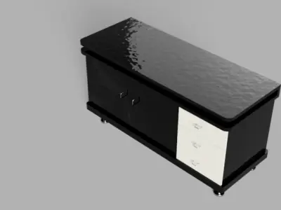 Modern Black and White Office Desk 3D Model Low-poly 3D model
