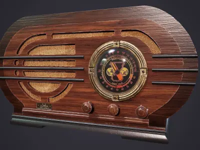 Vintage Radio Silver 139-JS Low-poly 3D model