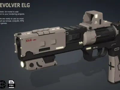 SCI-FI REVOLVER ELG Low-poly 3D model