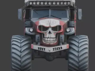 Gothic Skull Mining Truck 3D Model Low-poly 3D model