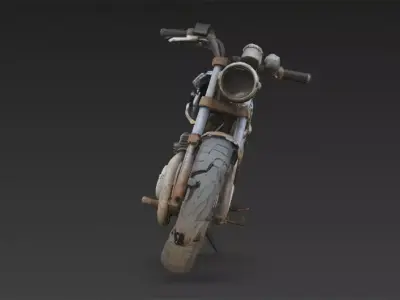 Abandoned Motorcycle Wreck Low-poly 3D model