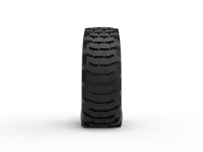 Military truck tire 5 deflated Scale 1 to 25 3D print model
