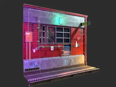 BrickVent Utility Wall Low-poly 3D model