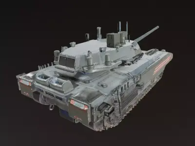 Gray Steel Battle Tank 3D Model Low-poly 3D model