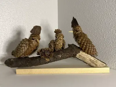 Decorative Pine Cone Art Sculpture  PBR Textured 3D Printable Low-poly 3D model
