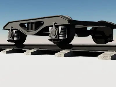 Train wheels and rail complete of textures and materials  Low-poly 3D model