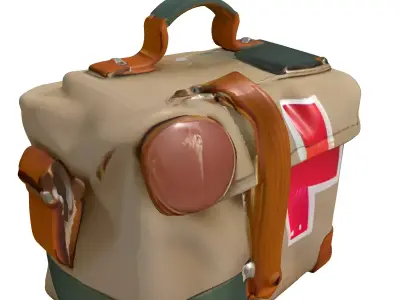 Vintage First Aid Kit Bag Low-poly 3D model