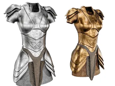 Women Medieval Armor Low-poly 3D model