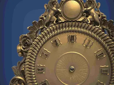 Carved clock for 3D printing and CNC 3D print model 16