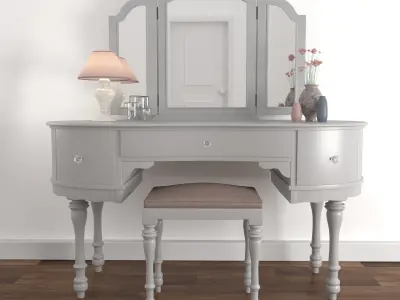 Vintage Buffet and MakeUp Desk Set 3D model