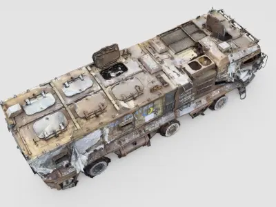 destroyed russian KAMAZ-63968 Typhoon-K MRAP 3D model purchase