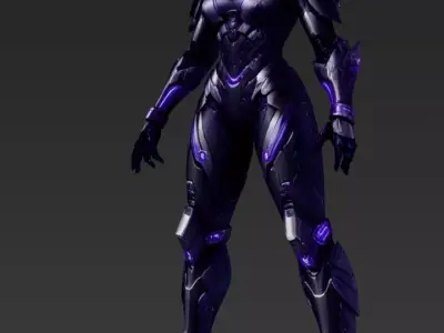 Female Raven Robot 3D model