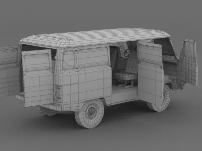 UAZ 2206 Bukhanka Low-poly 3D model