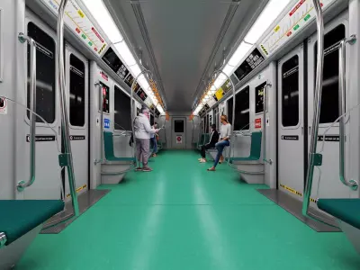 Modern Subway Metro Carriage Interior PBR Game Ready Low-poly 3D model