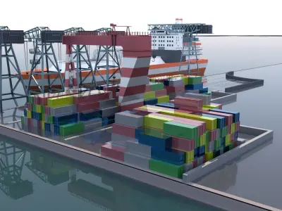 Shipping port 3D model