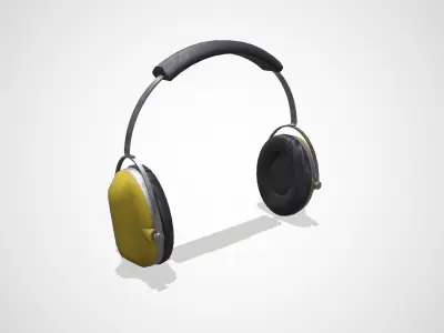 Old Vintage Construction Headphones Low-poly PBR Low-poly 3D model