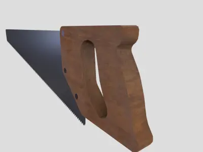 handsaw saw with wooden handle Free low-poly 3D model