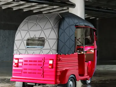 Realistic Tuk Tuk Auto Rickshaw 3D Model  Bajaj  Three Wheel Low-poly 3D model