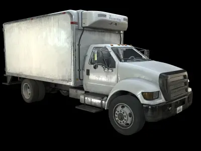 Refrigerator Truck Game Ready PBR Textures Low-poly 3D model