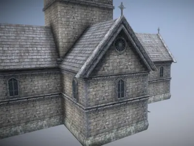 Medieval English Church Low-poly 3D model