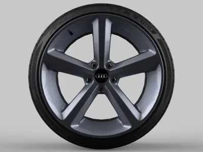 Audi A5 8T wheel with tire Low-poly 3D model