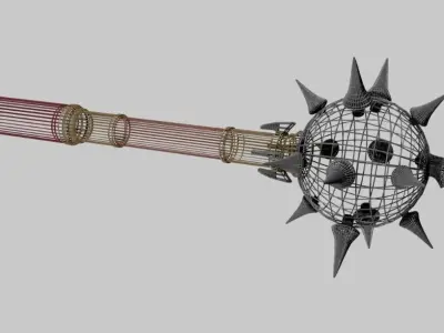 Medieval Mace Low Poly Game Ready Texture and UV Low-poly 3D model
