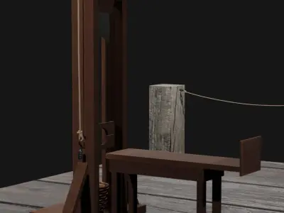 Guillotine wooden dock with chair Free 3D model