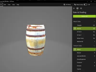 Low Poly Wooden Barrel Free low-poly 3D model purchase