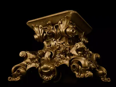 Ornate Corinthian Capital Pedestal - Baroque Decorative Base 3D model