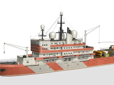 research vessel Low-poly 3D model by sobul